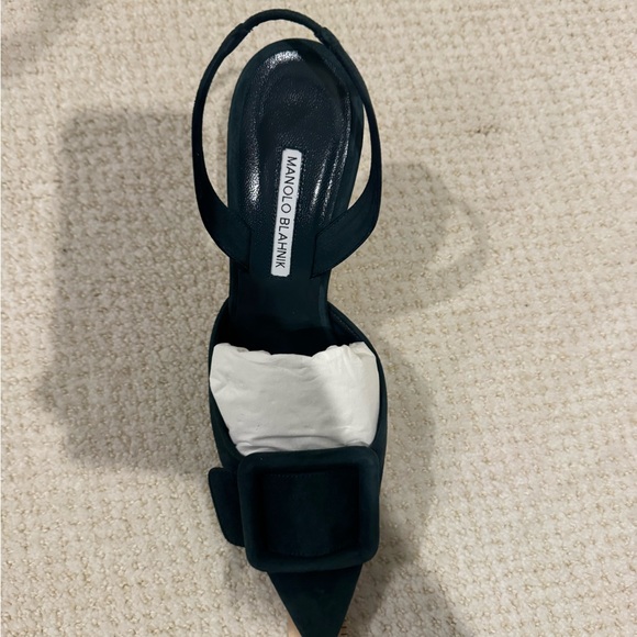 Manolo Blahnik Dark Green Slingback Maysi Heels - Picture 7 of 10